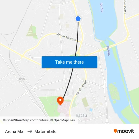Arena Mall to Maternitate map