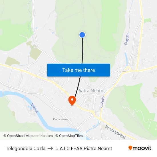 Telegondolă Cozla to U.A.I.C FEAA Piatra Neamt map