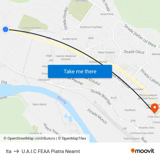Ita to U.A.I.C FEAA Piatra Neamt map
