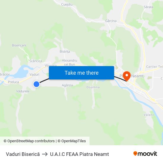 Vaduri Biserică to U.A.I.C FEAA Piatra Neamt map