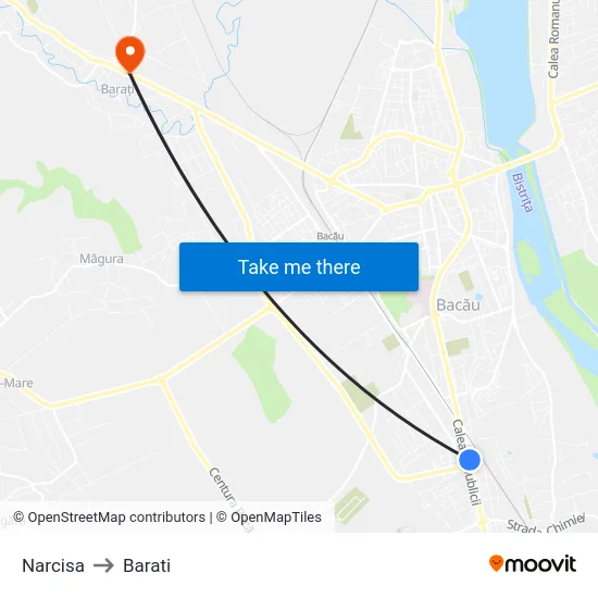 Narcisa to Barati map