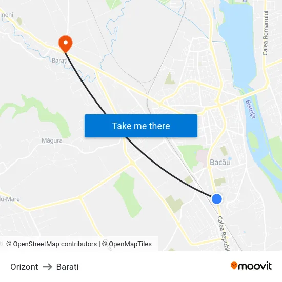 Orizont to Barati map