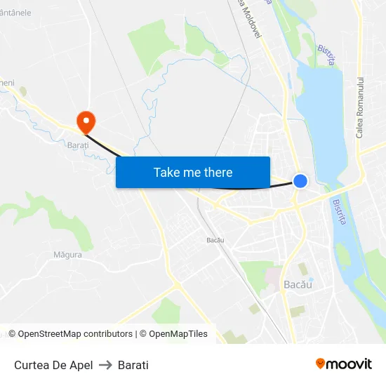 Curtea De Apel to Barati map