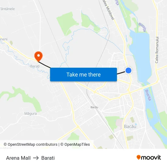 Arena Mall to Barati map