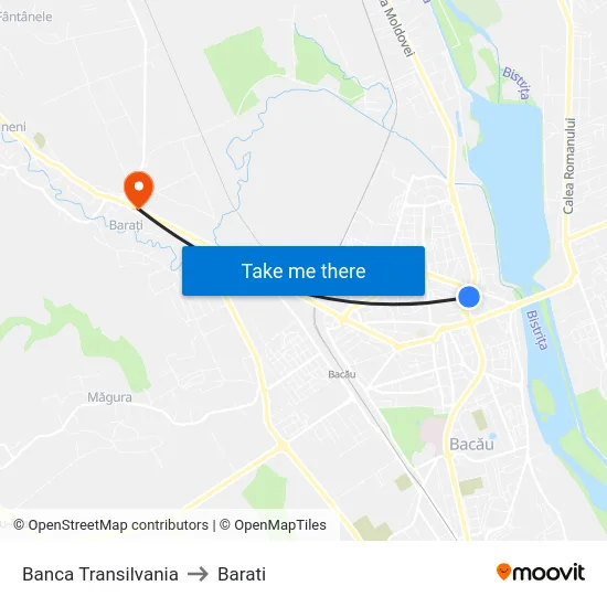 Banca Transilvania to Barati map