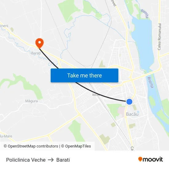 Policlinica Veche to Barati map