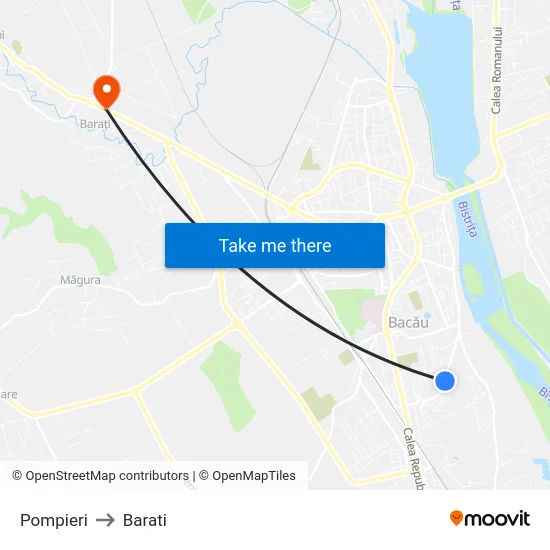 Pompieri to Barati map