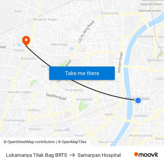 Lokamanya Tilak Bag BRTS to Samarpan Hospital map