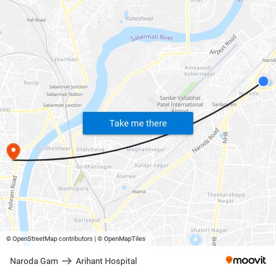 Naroda Gam to Arihant Hospital map