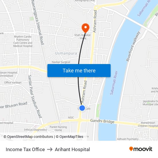 Income Tax Office to Arihant Hospital map