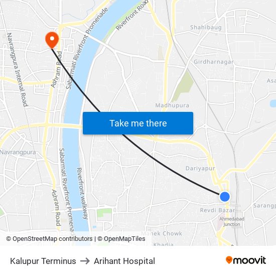 Kalupur Terminus to Arihant Hospital map