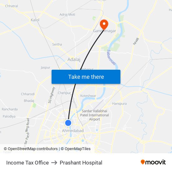 Income Tax Office to Prashant Hospital map