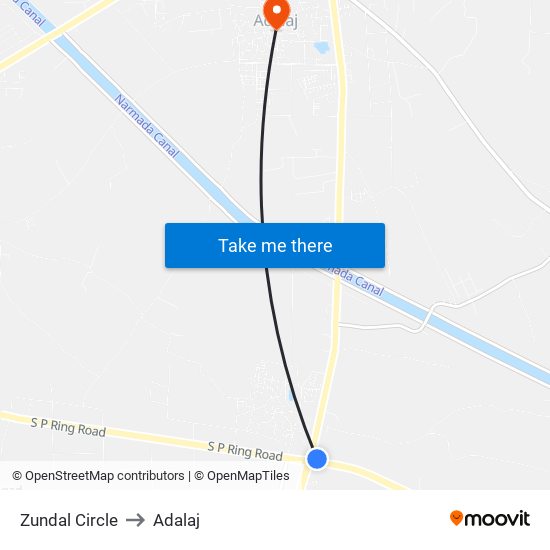 Zundal Circle to Adalaj map