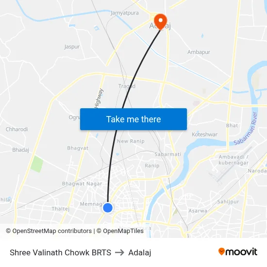 Shree Valinath Chowk BRTS to Adalaj map