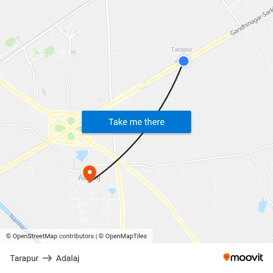 Tarapur to Adalaj map