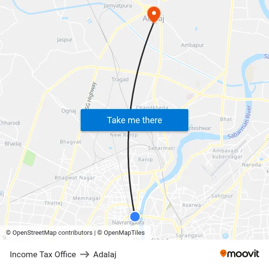 Income Tax Office to Adalaj map