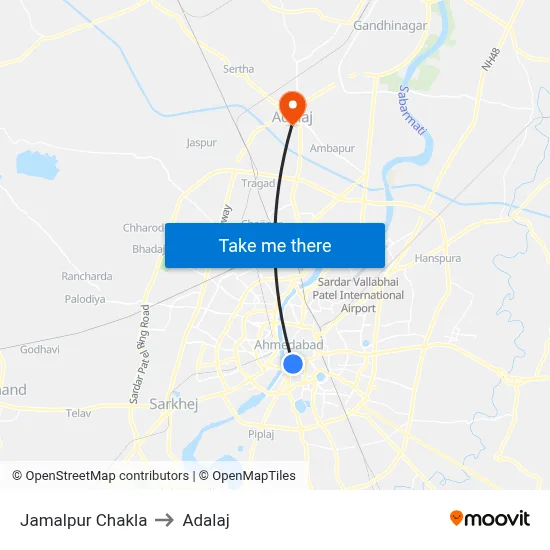 Jamalpur Chakla to Adalaj map