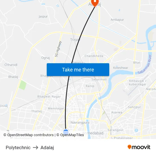 Polytechnic to Adalaj map