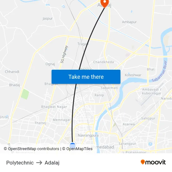 Polytechnic to Adalaj map
