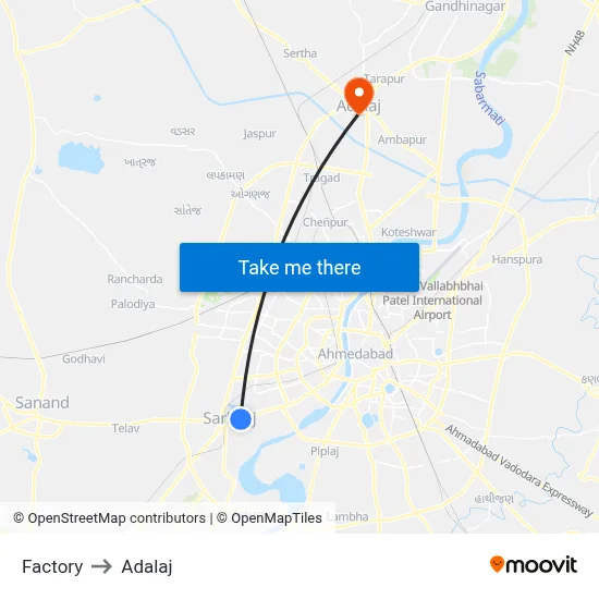 Factory to Adalaj map