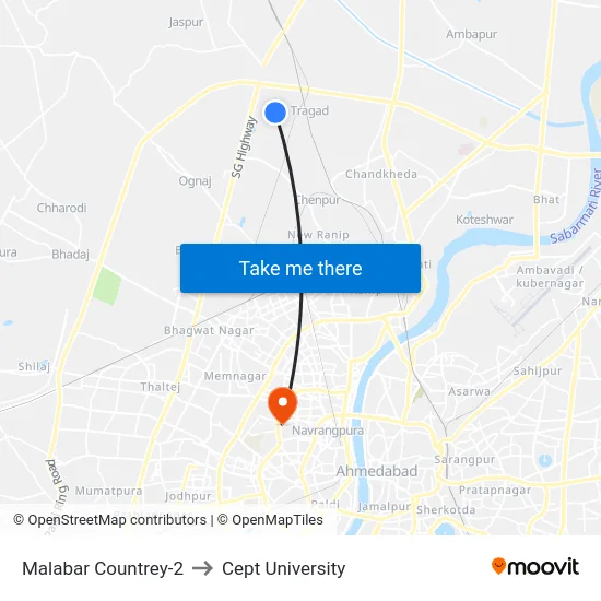 Malabar Countrey-2 to Cept University map