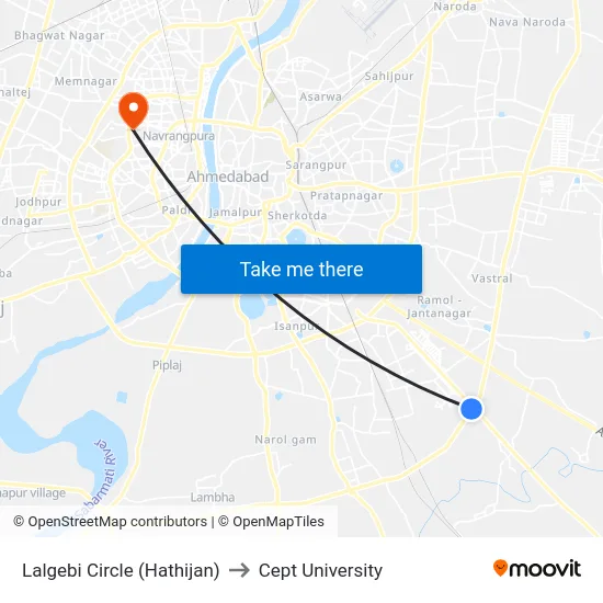 Lalgebi Circle (Hathijan) to Cept University map