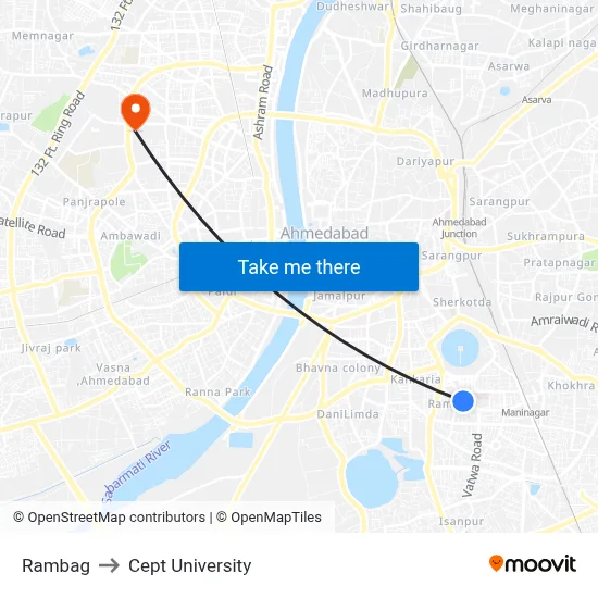 Rambag to Cept University map