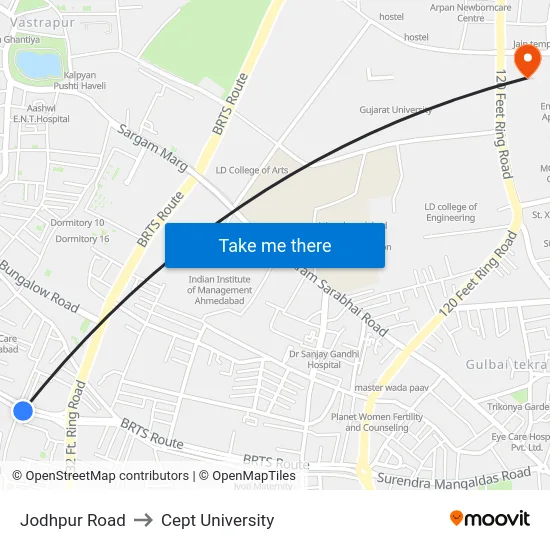 Jodhpur Road to Cept University map