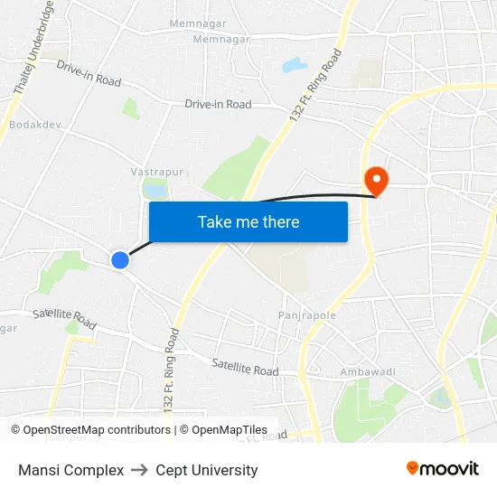 Mansi Complex to Cept University map