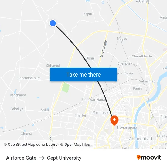 Airforce Gate to Cept University map