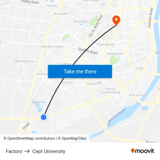 Factory to Cept University map