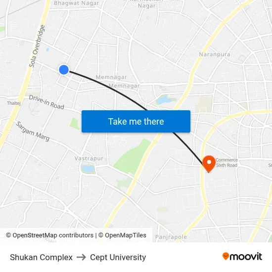 Shukan Complex to Cept University map