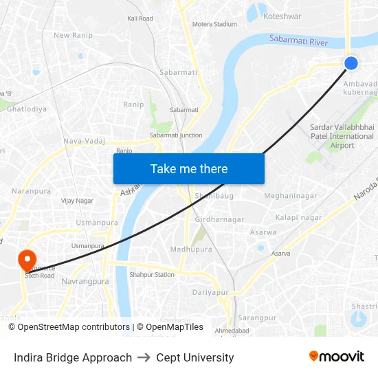 Indira Bridge Approach to Cept University map