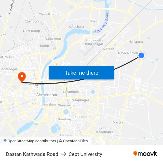 Dastan Kathwada Road to Cept University map