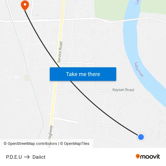 P.D.E.U to Daiict map