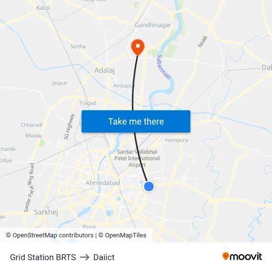 Grid Station BRTS to Daiict map