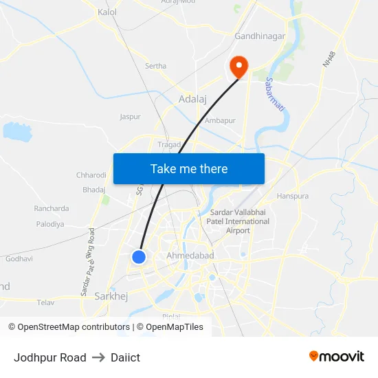 Jodhpur Road to Daiict map