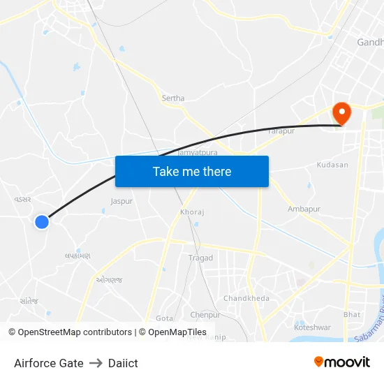 Airforce Gate to Daiict map