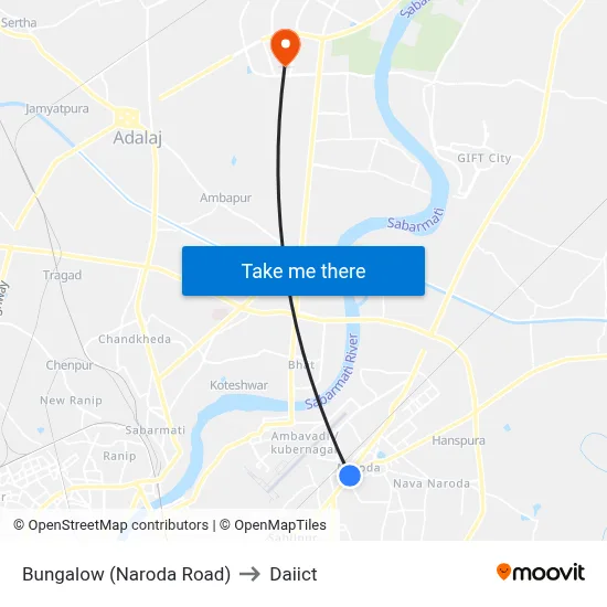 Bungalow (Naroda Road) to Daiict map
