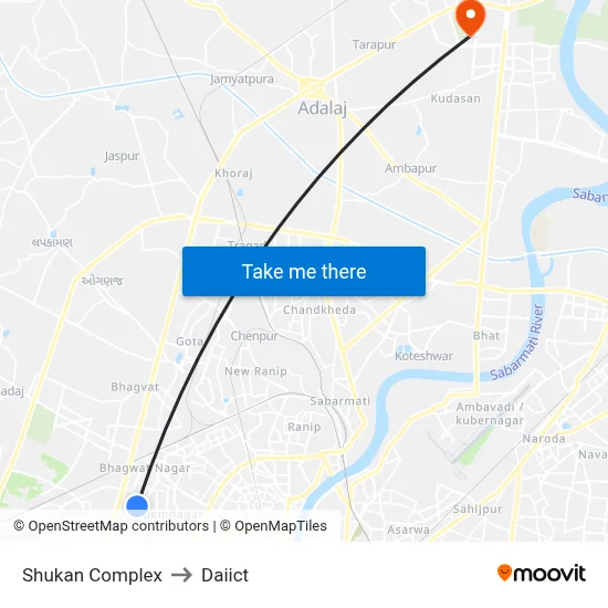 Shukan Complex to Daiict map