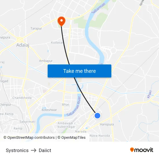 Systronics to Daiict map