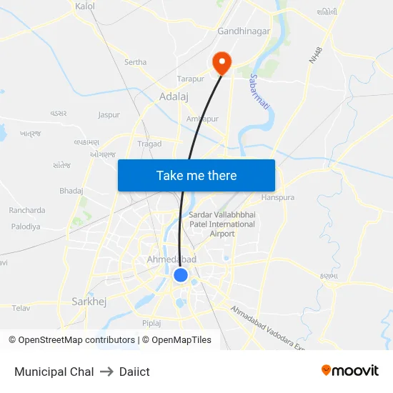 Municipal Chal to Daiict map