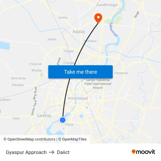 Gyaspur Approach to Daiict map