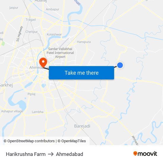 Harikrushna Farm to Ahmedabad map