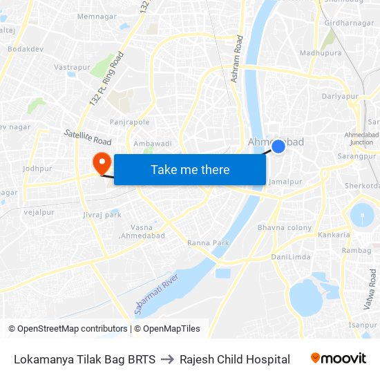 Lokamanya Tilak Bag BRTS to Rajesh Child Hospital map