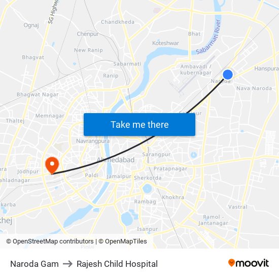 Naroda Gam to Rajesh Child Hospital map