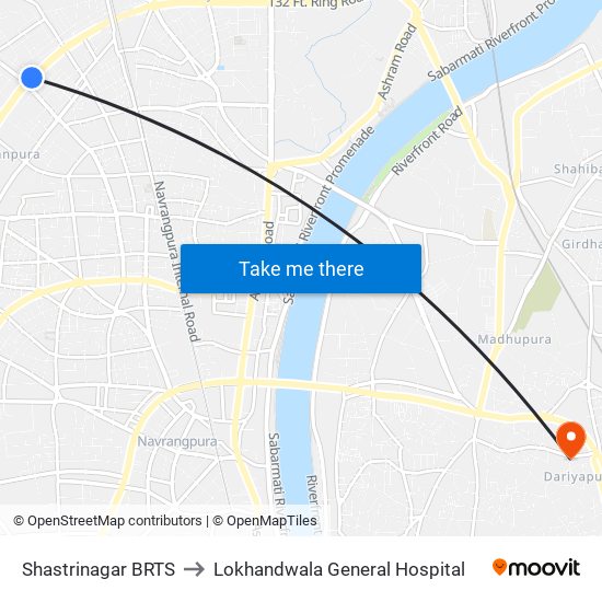 Shastrinagar BRTS to Lokhandwala General Hospital map