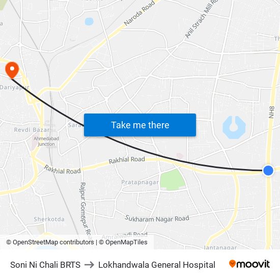 Soni Ni Chali BRTS to Lokhandwala General Hospital map