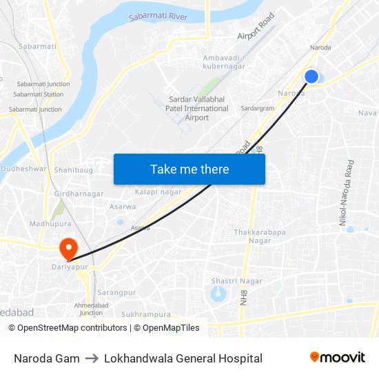 Naroda Gam to Lokhandwala General Hospital map