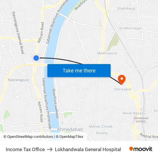 Income Tax Office to Lokhandwala General Hospital map
